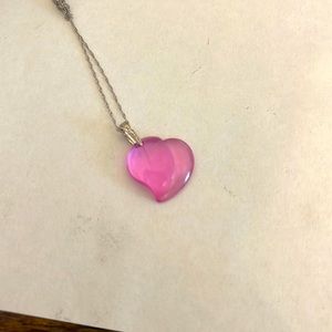 Pink heart necklace gem